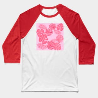 Tropical flamingo pink leaves Baseball T-Shirt